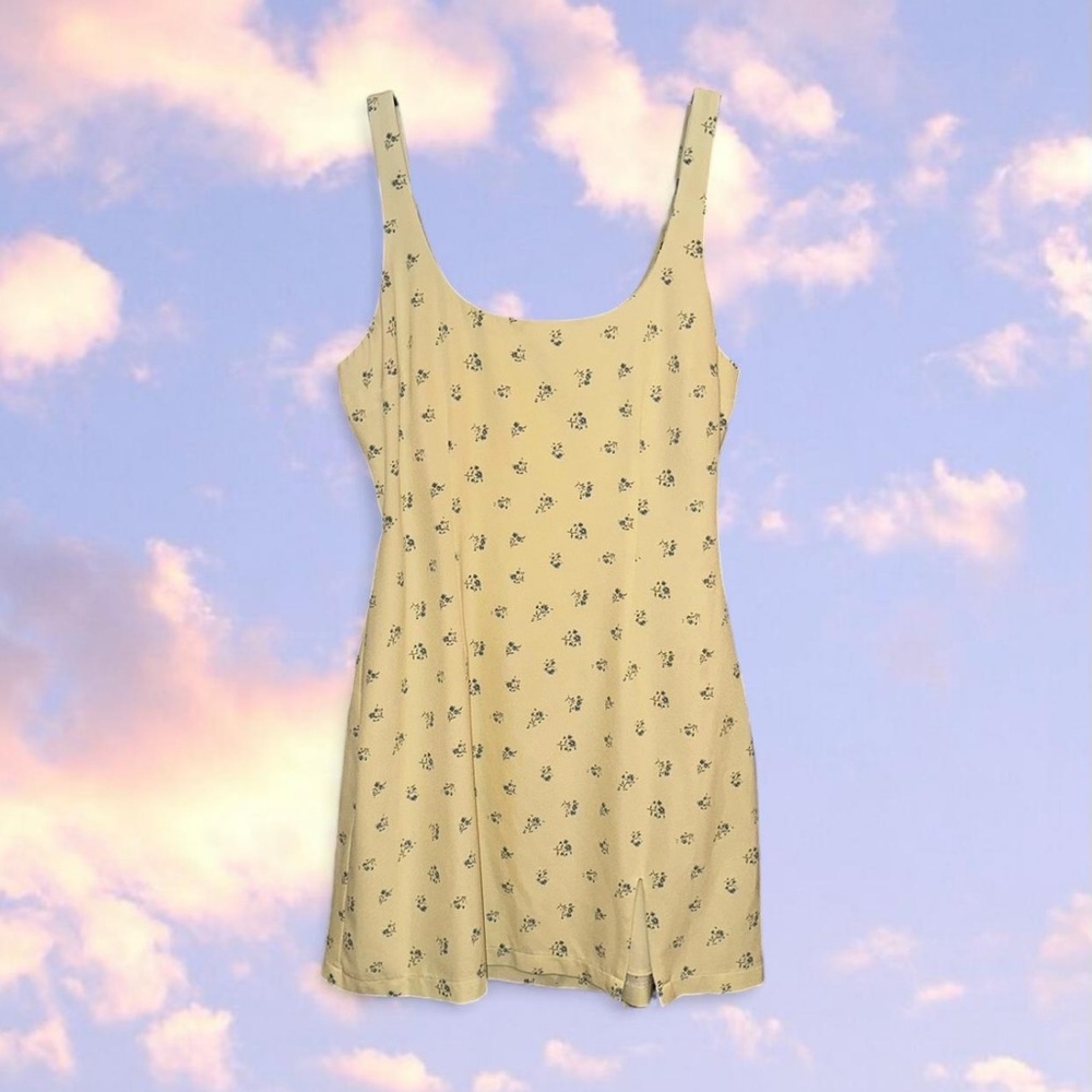 Abercrombie Yellow Floral Print 90s Slip Mini Dress